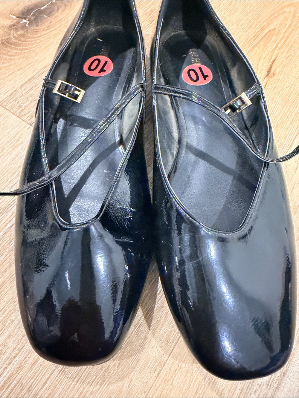 Source Unknown Black Patent Mary Jane Slip-On Flats